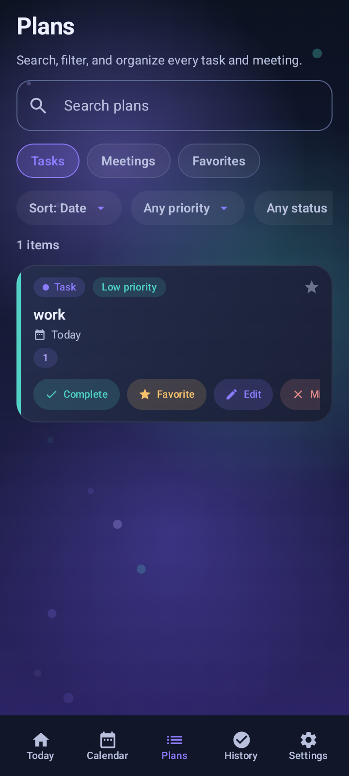 ClearPlan Scheduler Plans screen